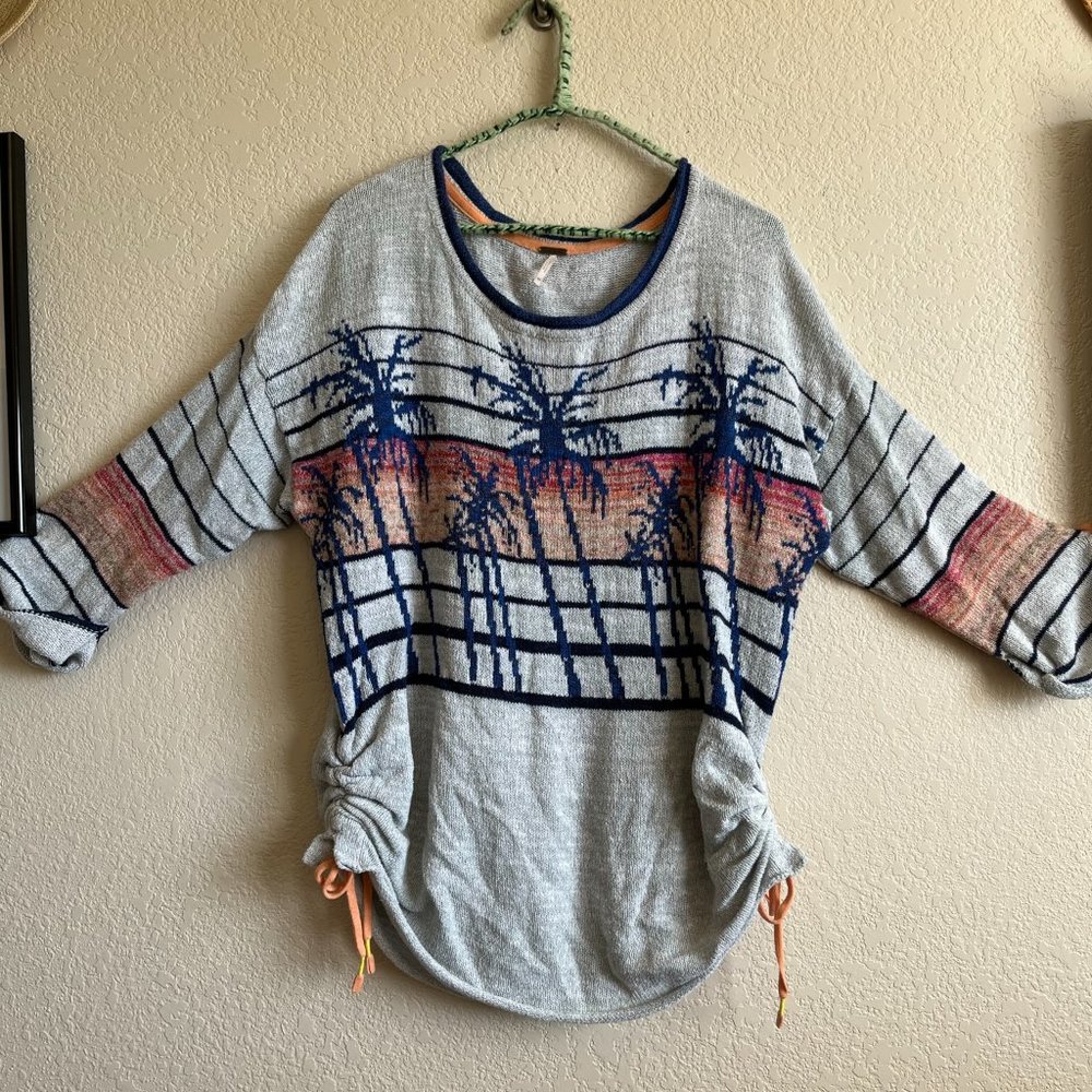 Free People - Palm Tree Breeze - Oversized 3/4 Sleeve Sweater - Women's XS